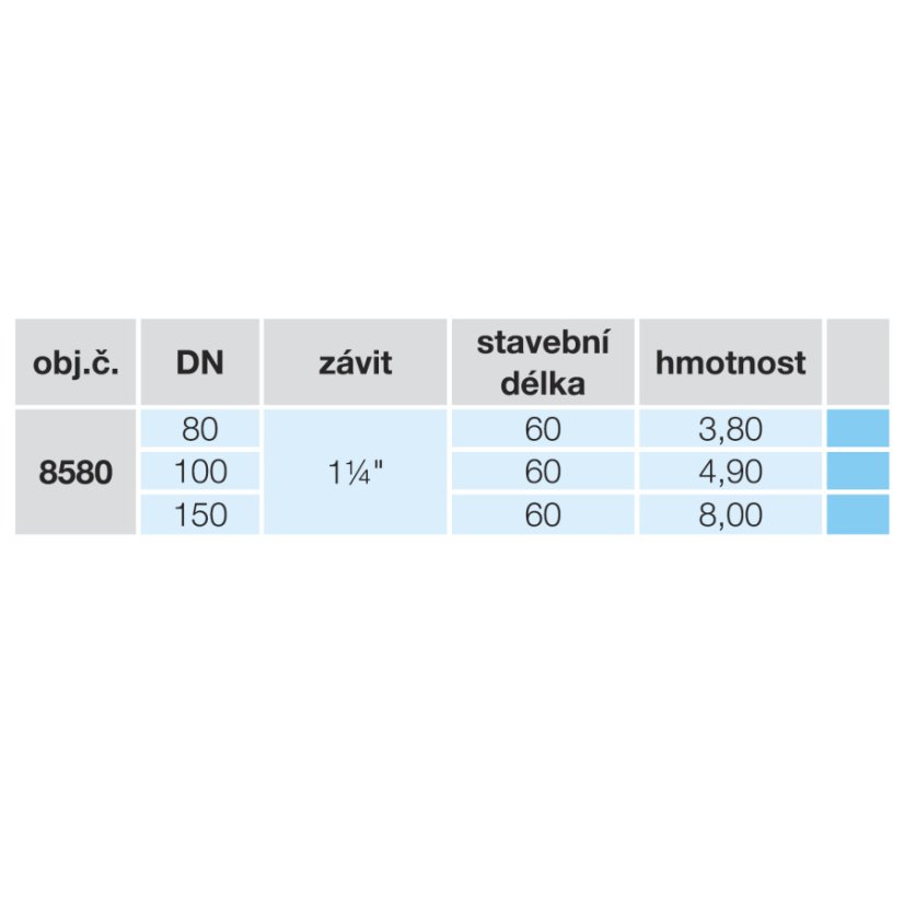 PŘIPOJOVACÍ MEZIKROUŽEK S PŘÍPOJKOU č.8580 - Dimenze 8580: 80-5/4"