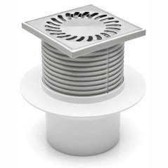 Podlahová vpusť spodní DN110, límec, mřížka SUN, nerez/plast rámeček