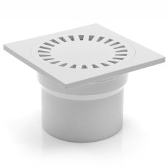 Podlahová vpusť spodní bílá DN110, plastová mřížka