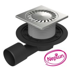 Podlahová vpusť boční DN50/75 NEPTUN, nerez rámeček, mřížka SUN