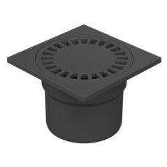 Podlahová vpusť spodní černá, DN110, plastová mřížka