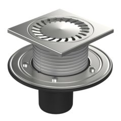 Podlahová vpusť spodní DN75, nerez příruba, plast rámeček, mřížka SUN