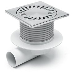 Podlahová vpusť boční DN50, límec, nerez rámeček, mřížka SUN