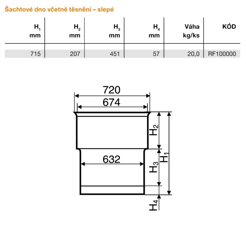 Dno šachtové prázdné - Tegra Ø 600 LC