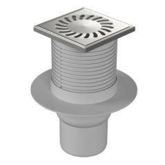 Podlahová vpusť spodní DN75, límec, mřížka SUN, nerez/plast rámeček