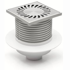 Podlahová vpusť spodní DN50, NEPTUN, límec, plast/nerez rámeček