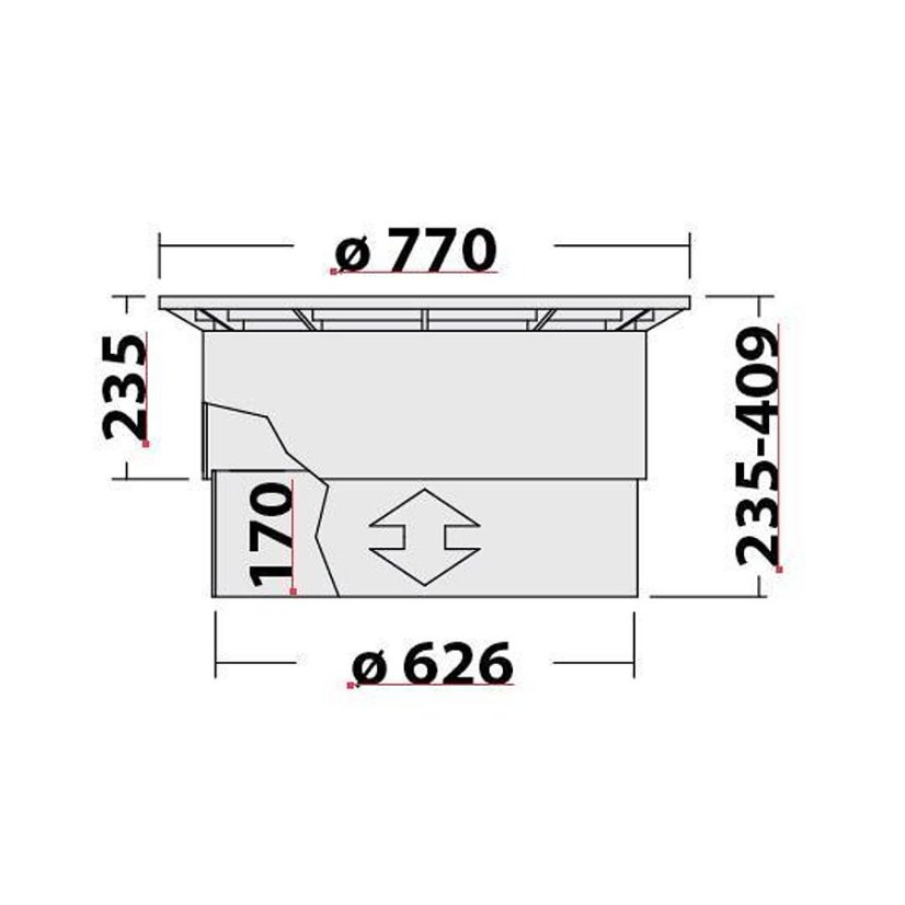 Nástavec teleskopický nízký s PE poklopem 235 - 409 mm