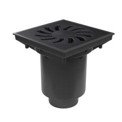 Kanalizační vpusť spodní DN 110/160 se suchou klapkou, litinová mřížka 250x250