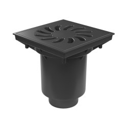 Kanalizační vpusť spodní DN 110/160 se suchou klapkou, plastová mřížka 250x250