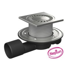 Podlahová vpusť průběžná DN50/75 NEPTUN, nerez příruba, rámeček, mřížka SUN