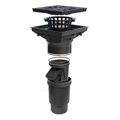 Kanalizační vpusť spodní 110, plastová mřížka 250x250, s límcem