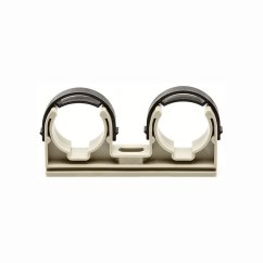 Dvojpříchytka na potrubí z plastu s třmenem D 2x32