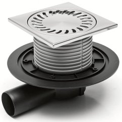 Podlahová vpusť boční DN50, nerez rámeček, mřížka SUN