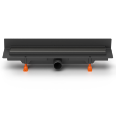 Lineární plastový žlab DN 40, ke stěně, černý, KLASIK/FLOOR