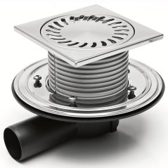 Podlahová vpusť boční DN50, nerez příruba, rámeček, mřížka SUN