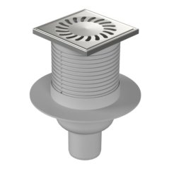 Podlahová vpusť spodní DN50, límec, mřížka SUN, nerez/plast rámeček