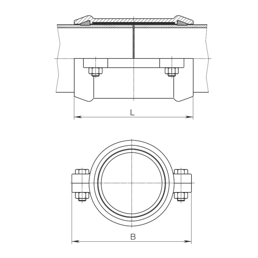 OPRAVNÝ A SPOJOVACÍ KUS PRO PE/PVC POTRUBÍ č.9240 - Dimenze 9240: 50/63