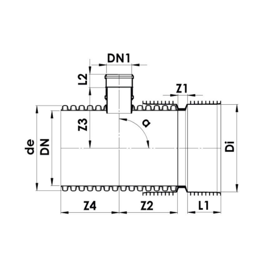 INCOR PP odbočka pro KG - 90° - Odbočka: 600/200