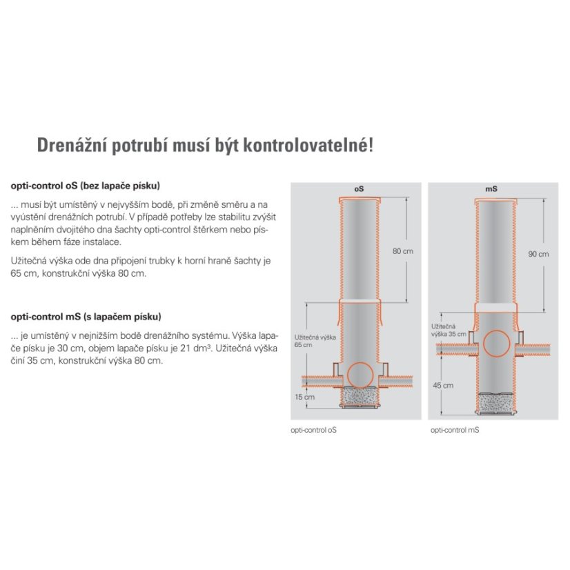 Drenážní šachta opti-control 315, 80 cm, vč. poklopu, bez lapače písku