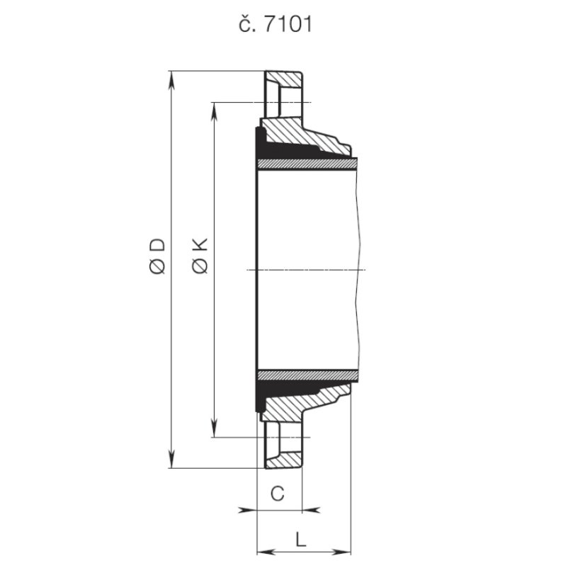 DVOUKOMOROVÁ SPECIÁLNÍ PŘÍRUBA č.7101 - Dimenze 7101: 100/108