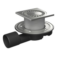 Podlahová vpusť průběžná DN50/75, nerez příruba, rámeček, mřížka SUN