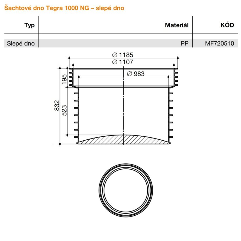 Dno šachtové slepé Tegra Ø 1000 NG