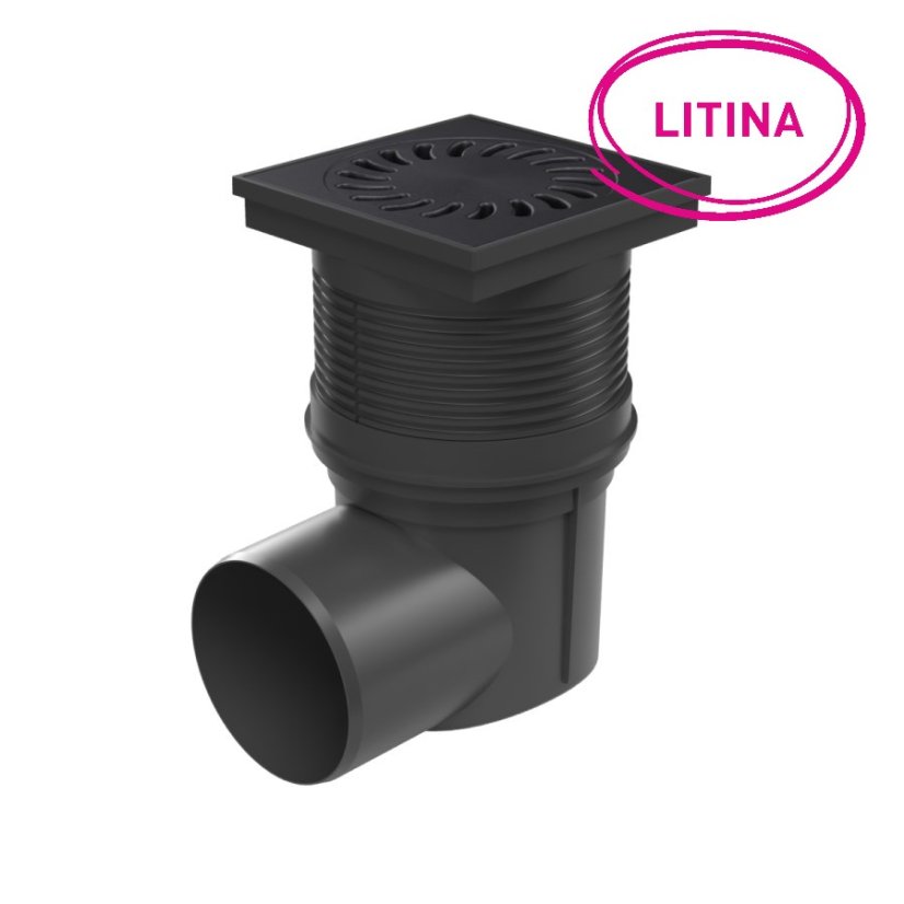 Kanalizační vpusť boční, suchá klapka, litinová mřížka 150x150