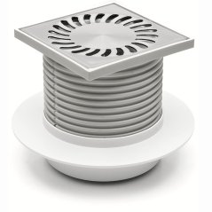 Podlahová vpusť spodní DN50, límec, mřížka SUN, nerez/plast rámeček