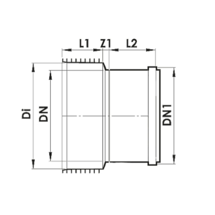 INCOR PP přechod na hladký konec KG - Přechod PP/KG: 200/200