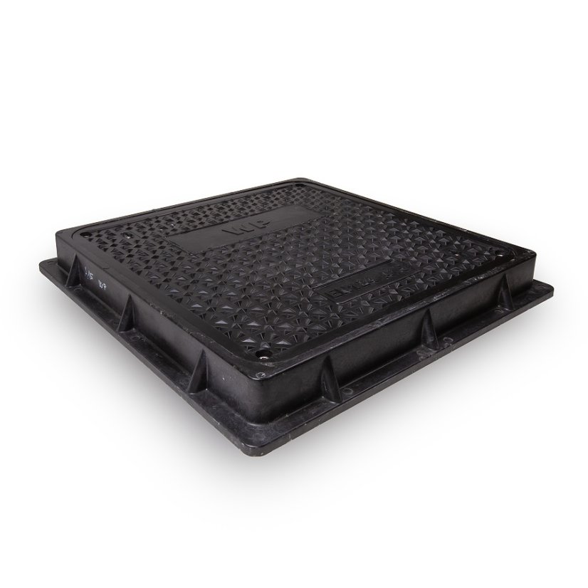 Poklop kompozitní čtvercový 600x600 mm, zatížení B125, uzamykatelný