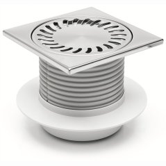 Podlahová vpusť spodní DN50, límec, nerez rámeček, mřížka SUN