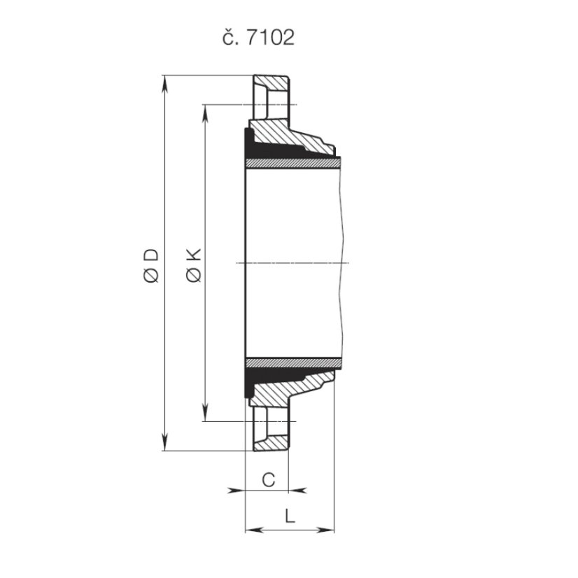 DVOUKOMOROVÁ SPECIÁLNÍ PŘÍRUBA PRO LITINU č.7102 - Dimenze 7102: 200/222