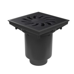 Kanalizační vpusť spodní DN 110/160 se suchou klapkou, litinová mřížka 250x250