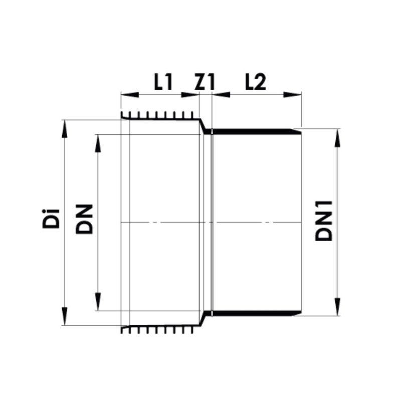 INCOR PP přechod do hrdla KG - Přechod PP/KG: 400/400