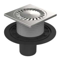 Podlahová vpusť spodní DN75, nerez rámeček, mřížka SUN