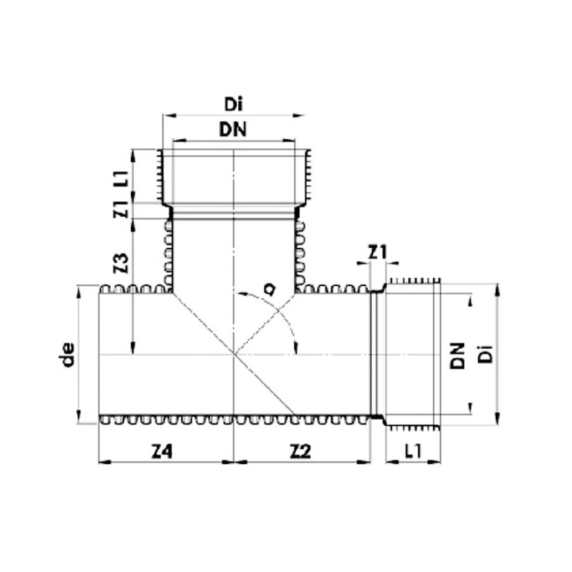 INCOR PP odbočka pro INCOR - 90° - Odbočka: 250/250