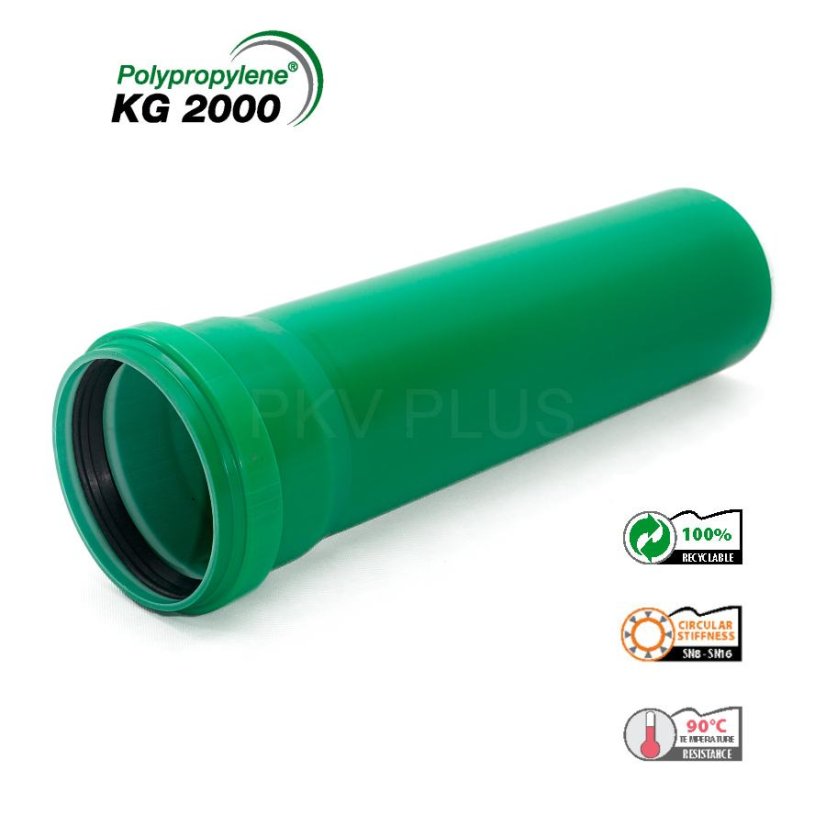 KG 2000 KGEM trubka s hrdlem DN500 PP SN10 - Délka potrubí: 1 M