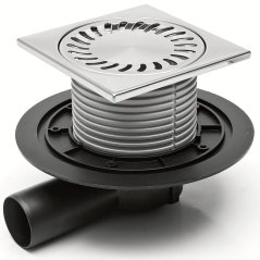 Podlahová vpusť boční DN50, nerez rámeček, mřížka SUN