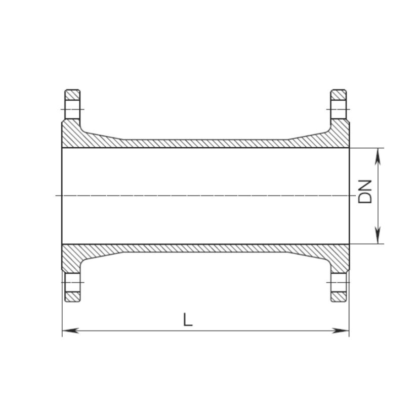 DVOUPŘÍRUBOVÝ KUS FF č.8500 - Dimenze FF-kusu č.8500: 65/100