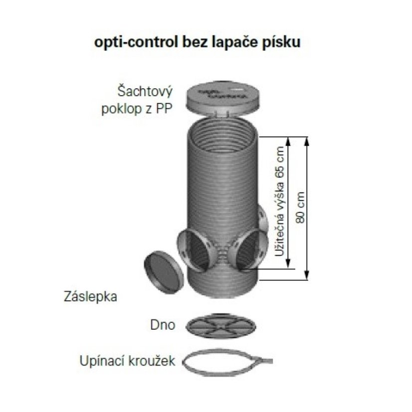 Drenážní šachta opti-control 315, 80 cm, vč. poklopu, s lapačem písku