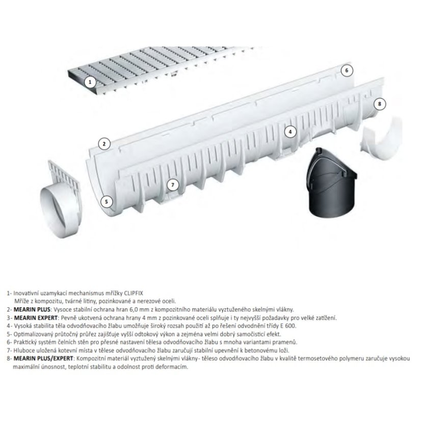 MEARIN Expert 1000.0 žlab bez spádu, bez roštu, délka 1 m