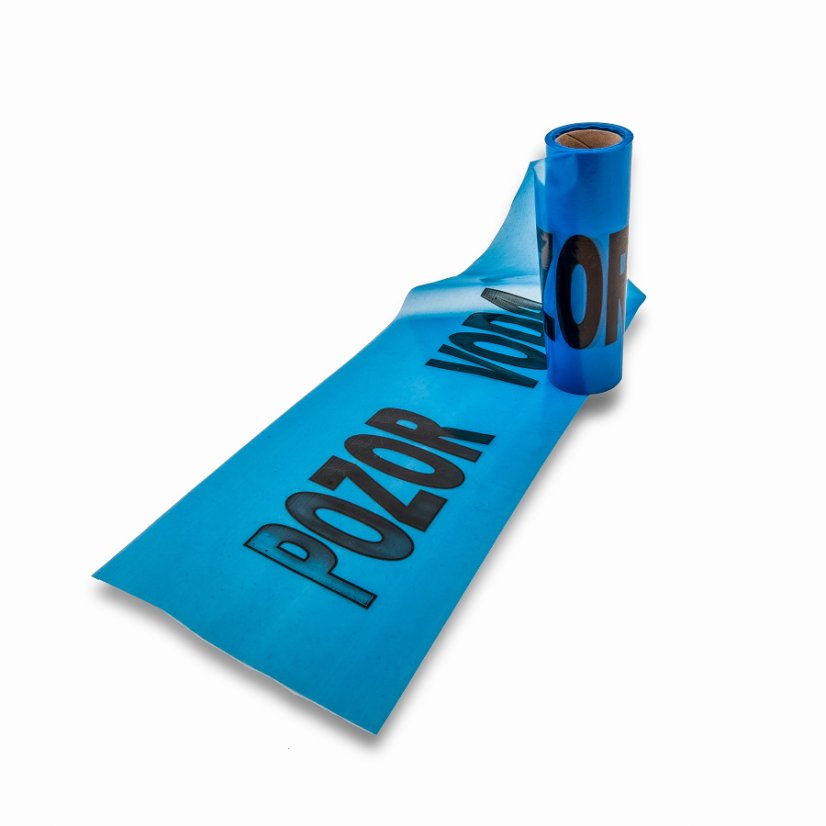 Fólie modrá "POZOR VODA" - Fólie - šíře x délka: 300 mm x 100 m
