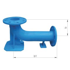 PRODLOUŽENÉ PŘÍRUBOVÉ KOLENO 90° S PATKOU  č.5050
