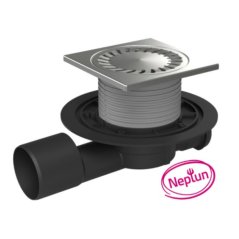 Podlahová vpusť průběžná DN50/75 NEPTUN, nerez rámeček, mřížka SUN