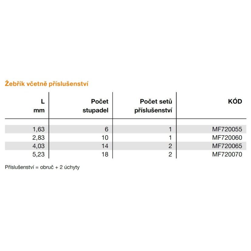 Žebřík včetně příslušenství Tegra 1000 NG