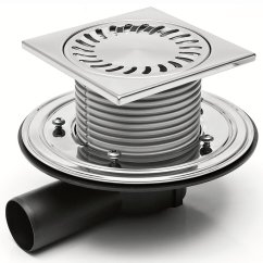 Podlahová vpusť boční DN50, nerez příruba, rámeček, mřížka SUN