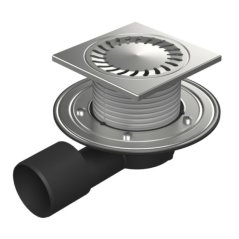 Podlahová vpusť boční DN50/75, nerez příruba, rámeček, mřížka SUN