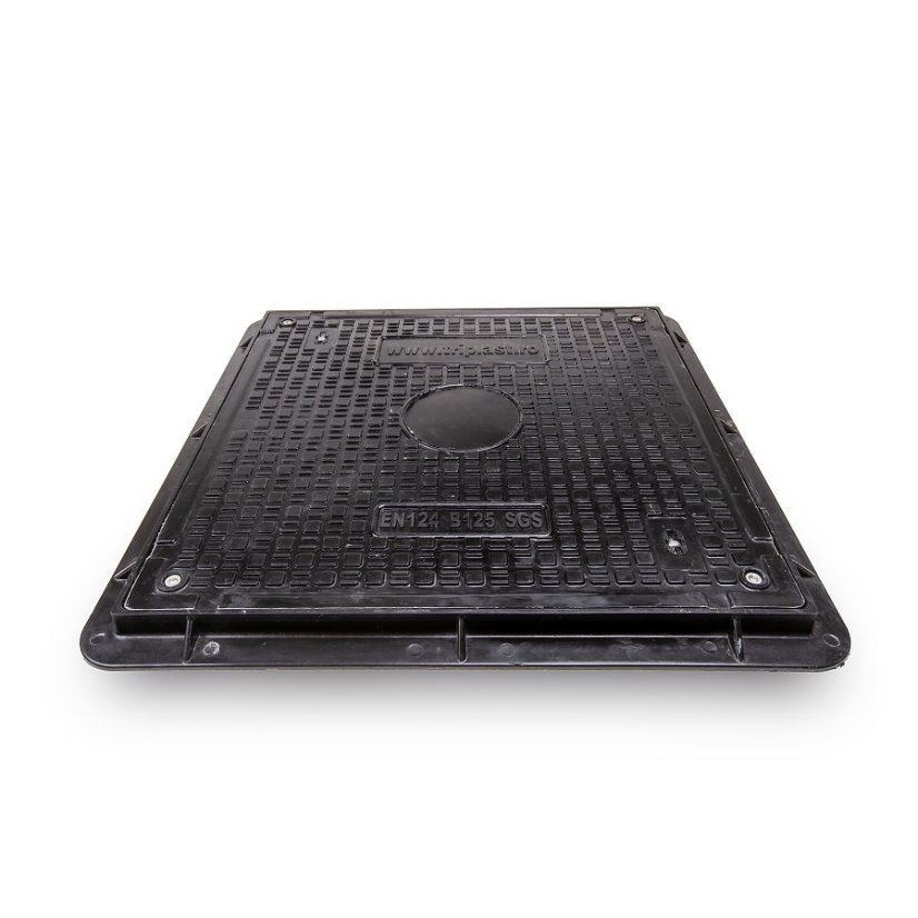 Poklop kompozitní čtvercový 600x600 mm, zatížení B125, uzamykatelný