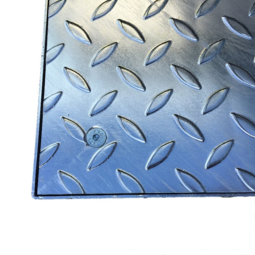 Chodníkový ocelový poklop, černá barva, třída A15, s těsněním a uzamykáním - Rozměr vnitřní: 1000 x 800