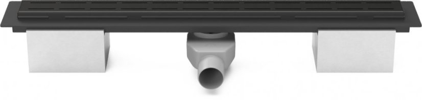Lineární plastový žlab DN 50 s otočným sifonem 360°, černý, LINE